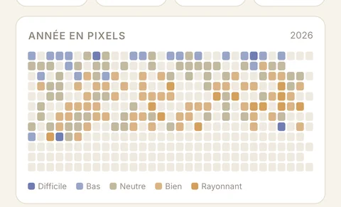 Année en pixels et bilans hebdomadaires dans Aparté
